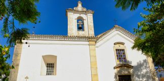 The Romanian Orthodox Church in Faro Front facade of the Romanian Orthodox Faro church, or, Ermida de São Sebastião