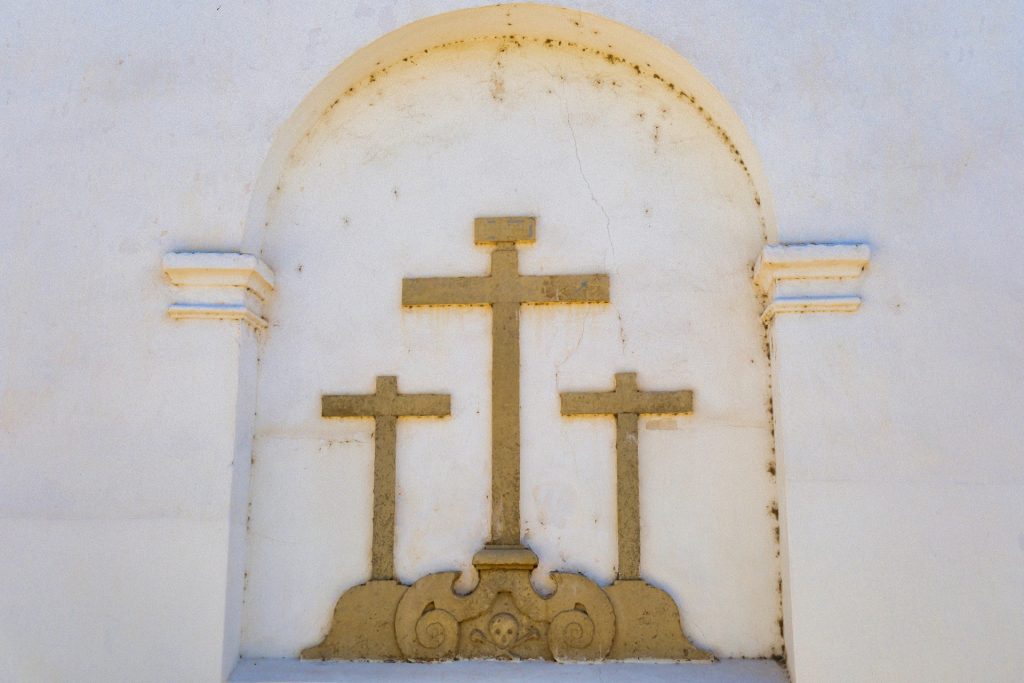Detail on the side facade of the Romanian Orthodox church in Faro, or Ermida de São Sebastião