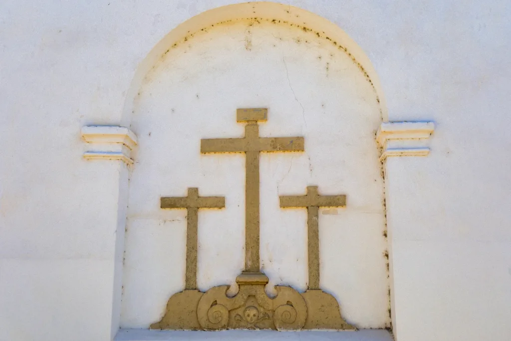 Detail on the side facade of the Romanian Orthodox church in Faro, or Ermida de São Sebastião