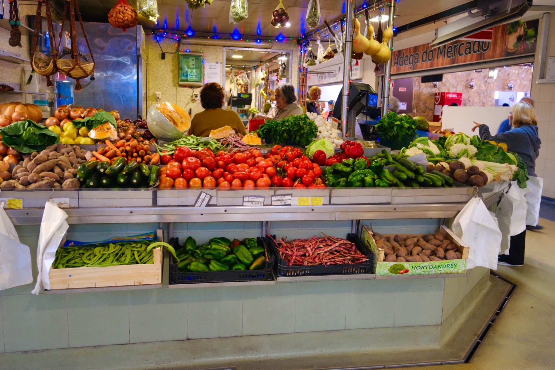 Fruits and vegetables stand in Faro's Municipal Market